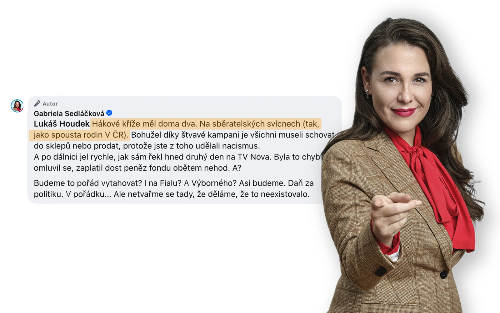 Gabriela Sedláčková obhajoba hákových křížů