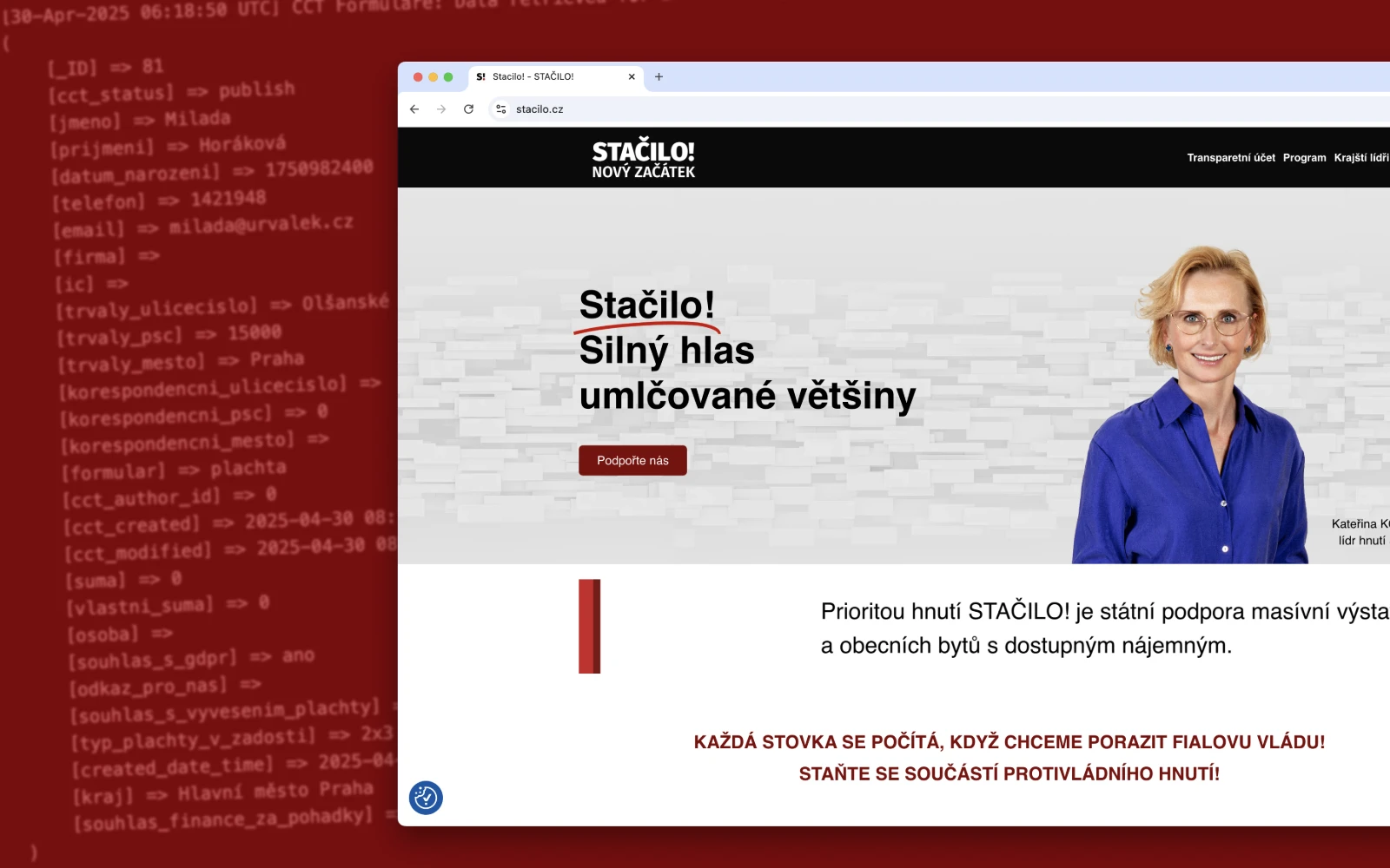 Stačilo! únik dat na webu