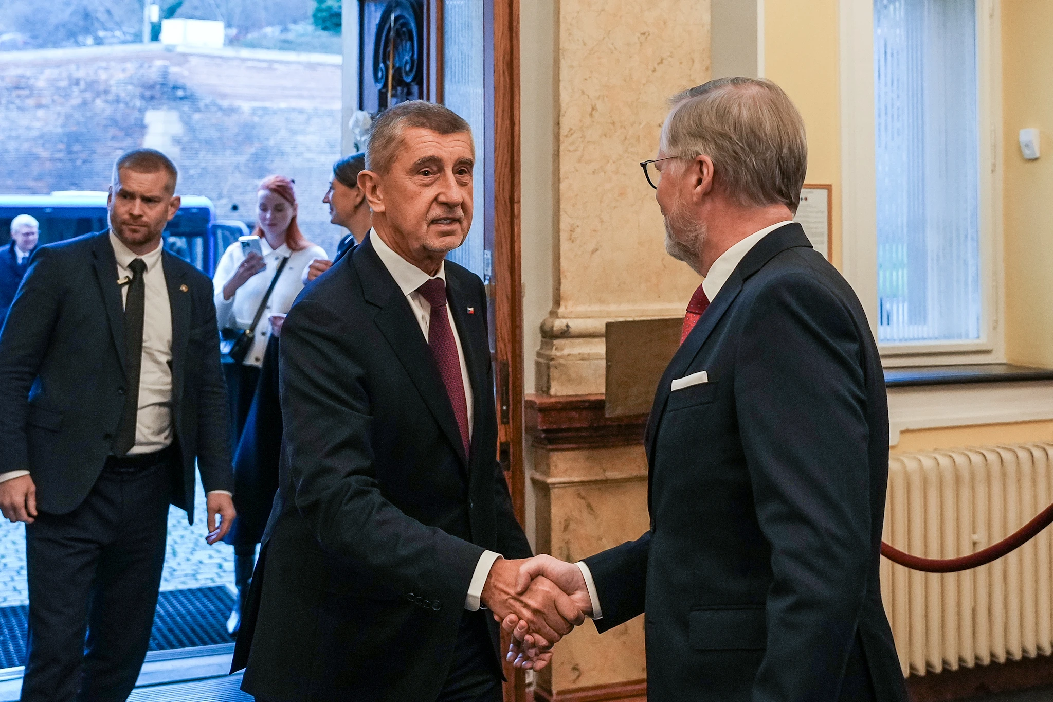 Andrej Babiš a Petr Fiala Strakova akademie