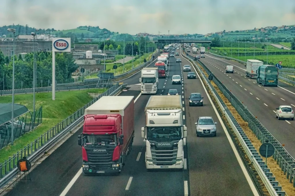 highway, road, trucks, vehicles, traffic, transport, transport vehicles