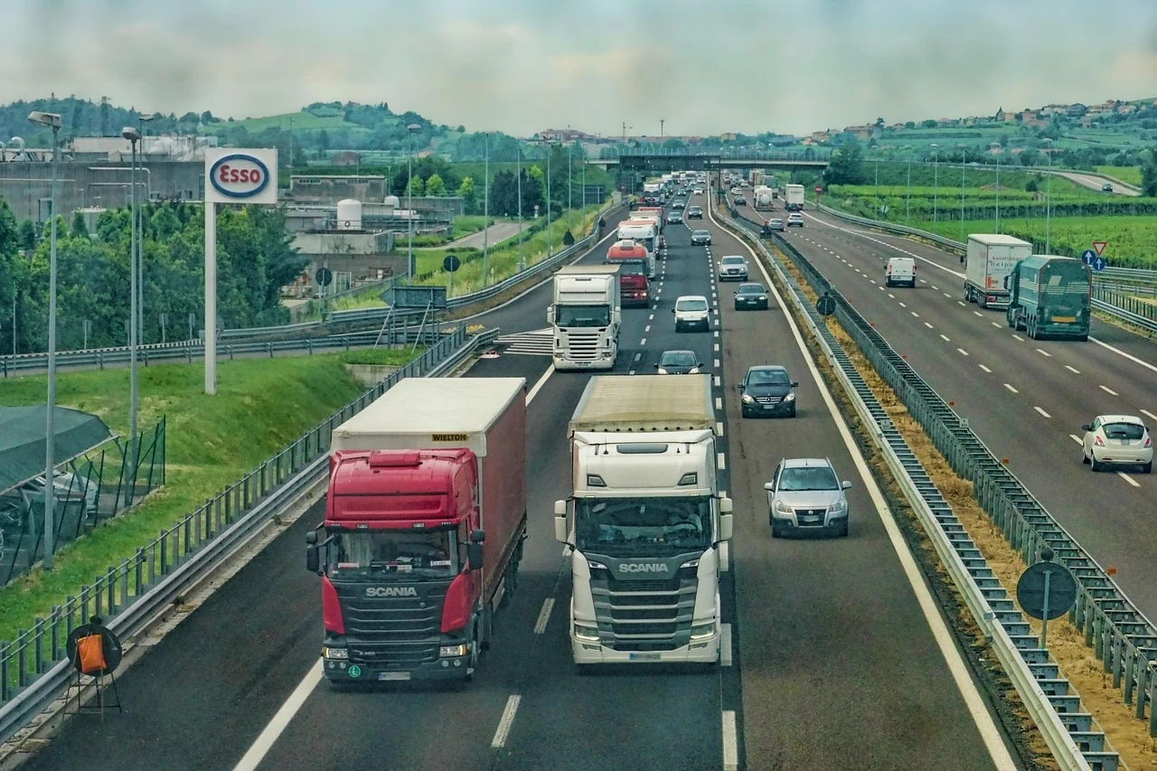 highway, road, trucks, vehicles, traffic, transport, transport vehicles